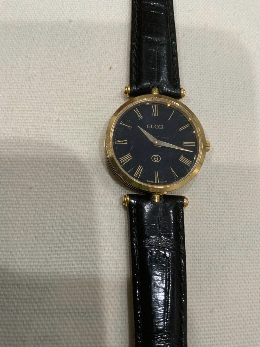 Vintage Unisex GUCCI Sherry Line Black Dial Gold Quarts Round! New battery
